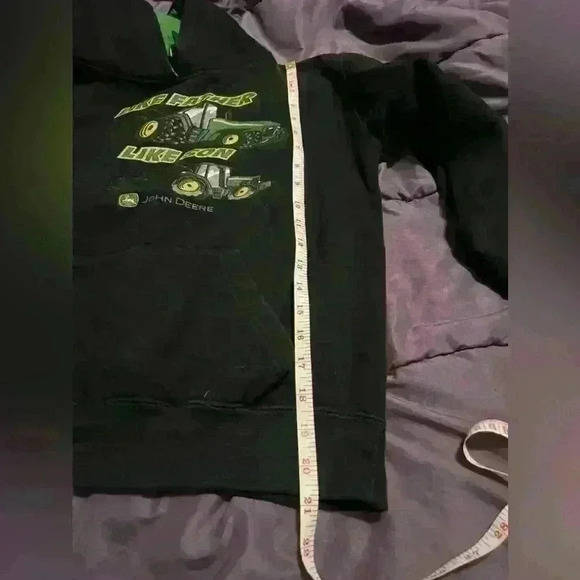 Boys John Deere tractor hoodie size  large 14 black with green accents. - Picture 4 of 5